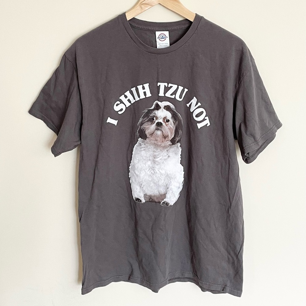 I Shih Tzu Not - Funny Dog Breed Gray Graphic T-Shirt Tee Adult Size Large - Picture 1 of 4